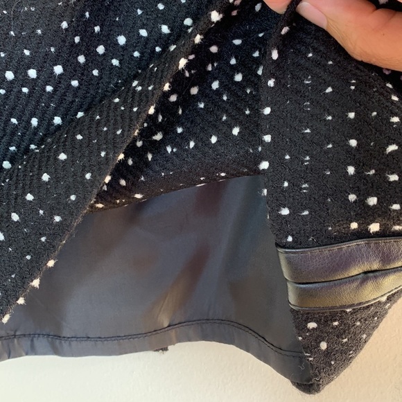 NWT. Calvin Klein 4P Faux Leather Trim Polkadot Tweed Sheath Dress. - Picture 6 of 11